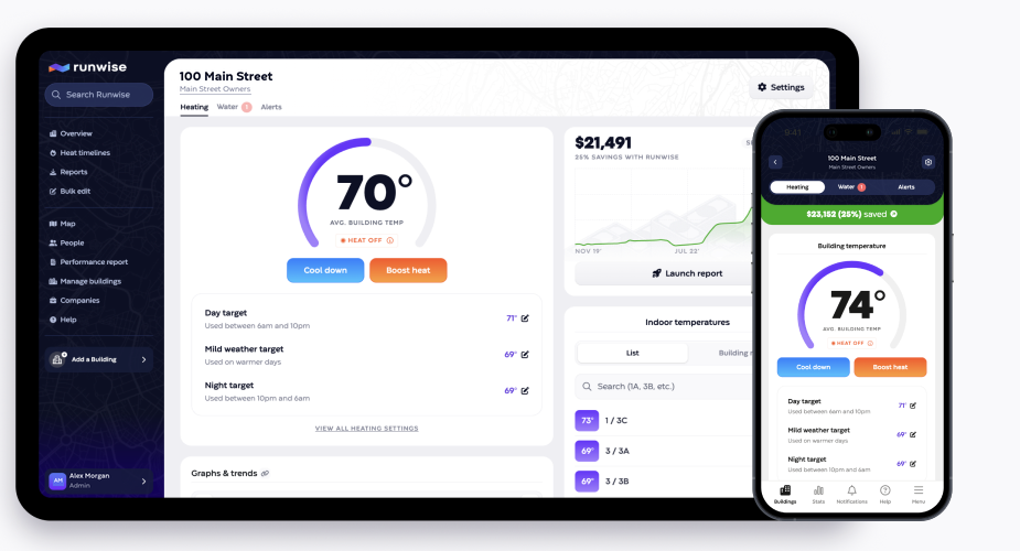 Runwise platform on desktop and mobile